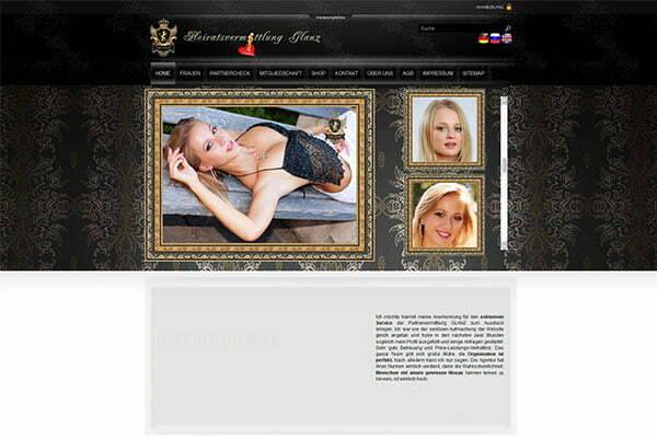 Webseite der Heiratsvermittlung Glanz